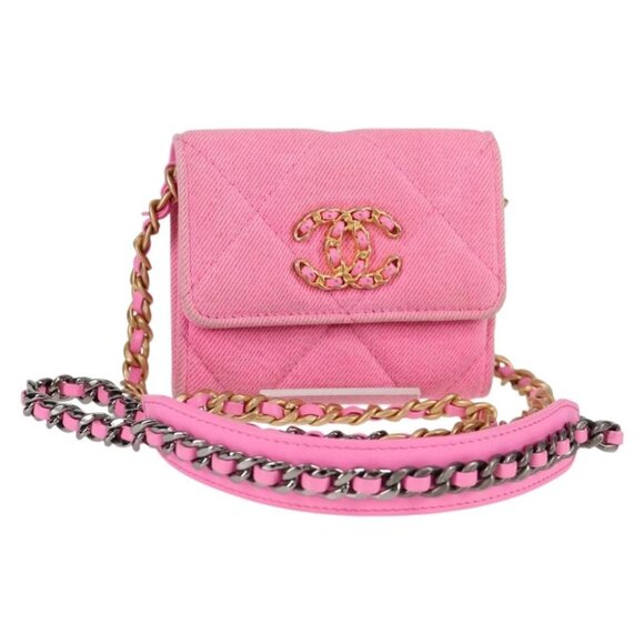 CHANEL Matelasse Chain Shoulder Bag Canvas Pink Gold CC - Picture 1 of 14